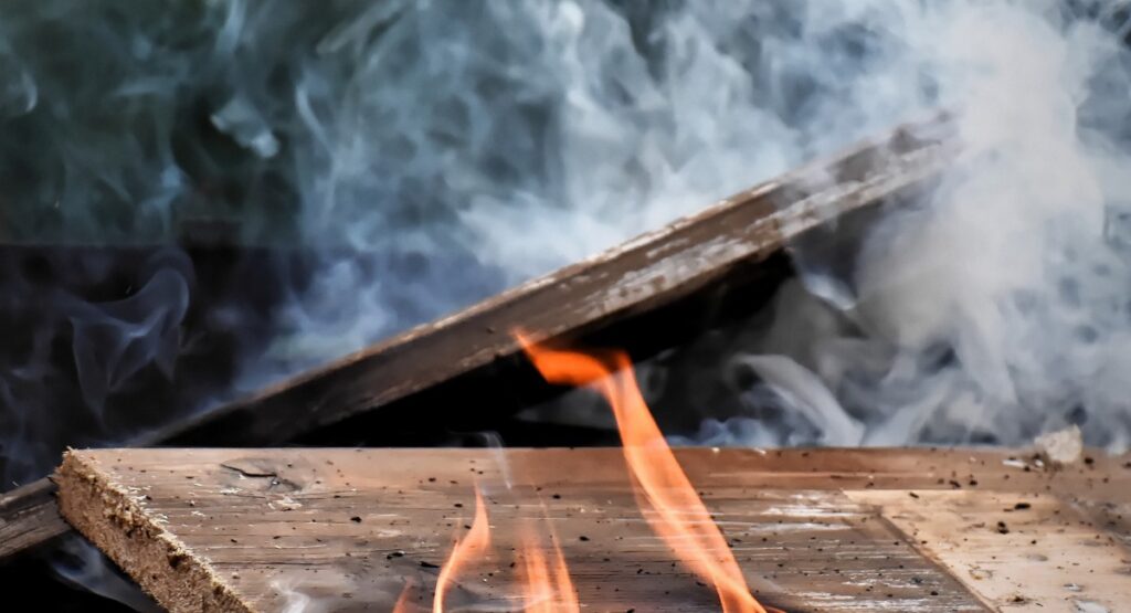 Smoke, ash and partial damage
